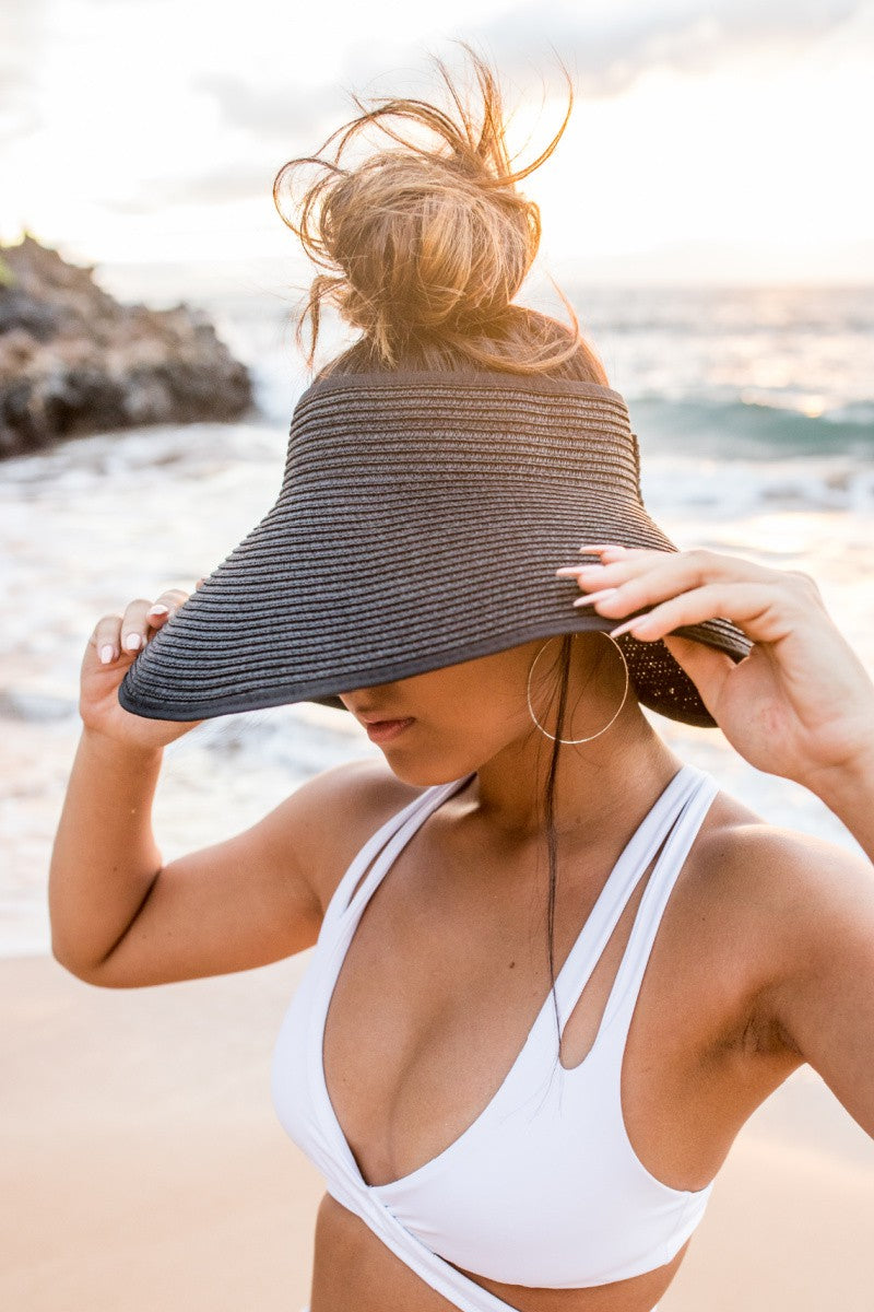 Straw Foldable Wide Brim Bow Visor