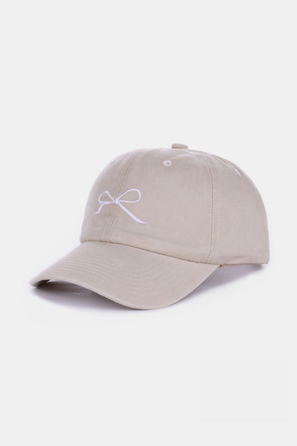 Brown Zenana Bow Embroidered Washed Cotton Caps