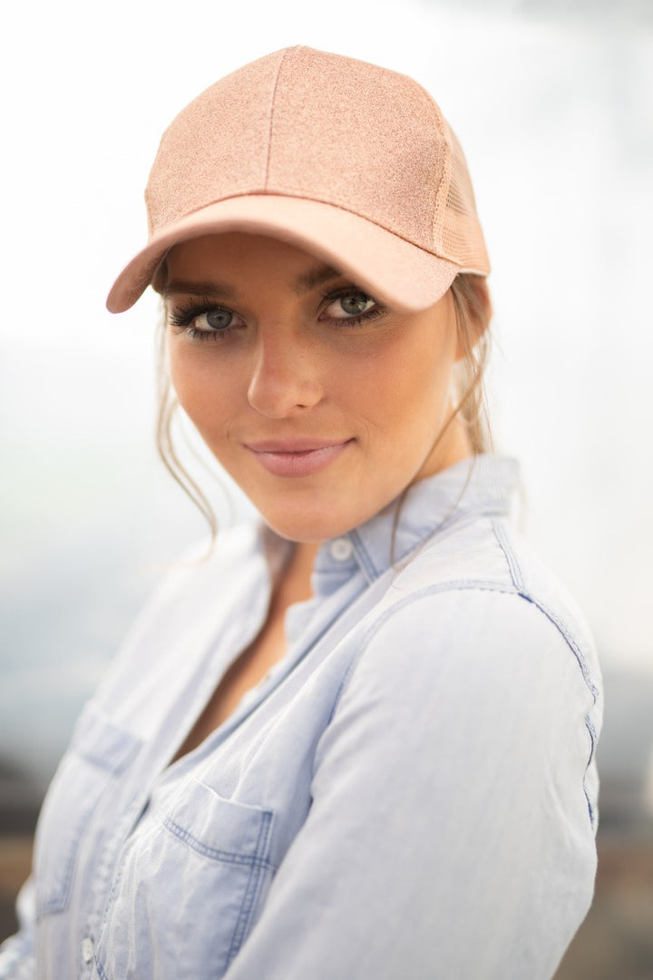 Cc Glitter Messy Bun Hat Cap