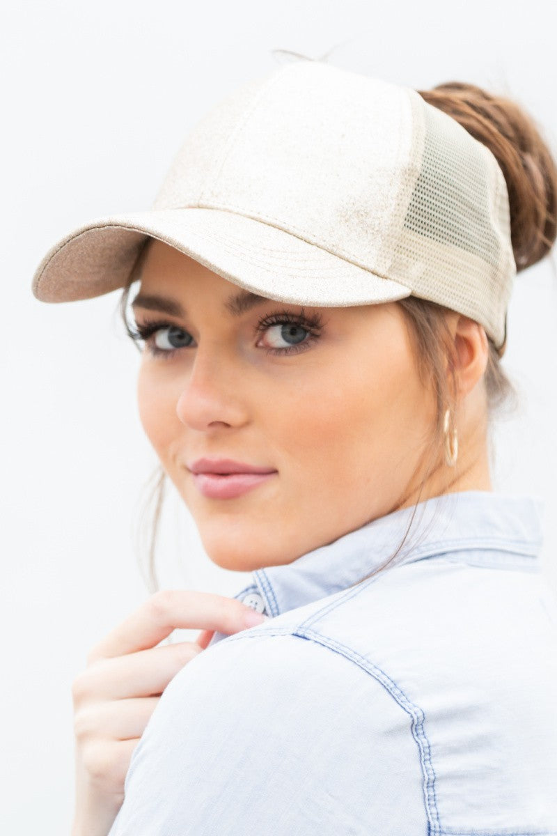 Cc Glitter Messy Bun Hat Cap