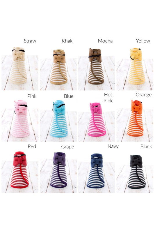 Pink Foldable Bow Stripe Visor