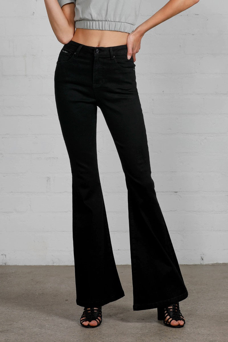 Black High Rise Wider Flare Jeans 1