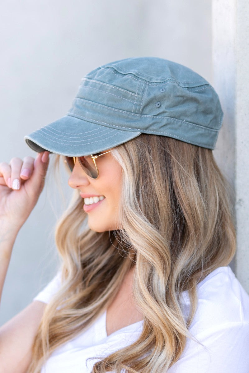 Navy Distressed Cadet Hat Cap