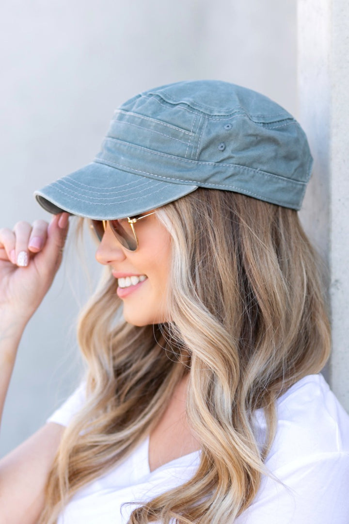 Navy Distressed Cadet Hat Cap