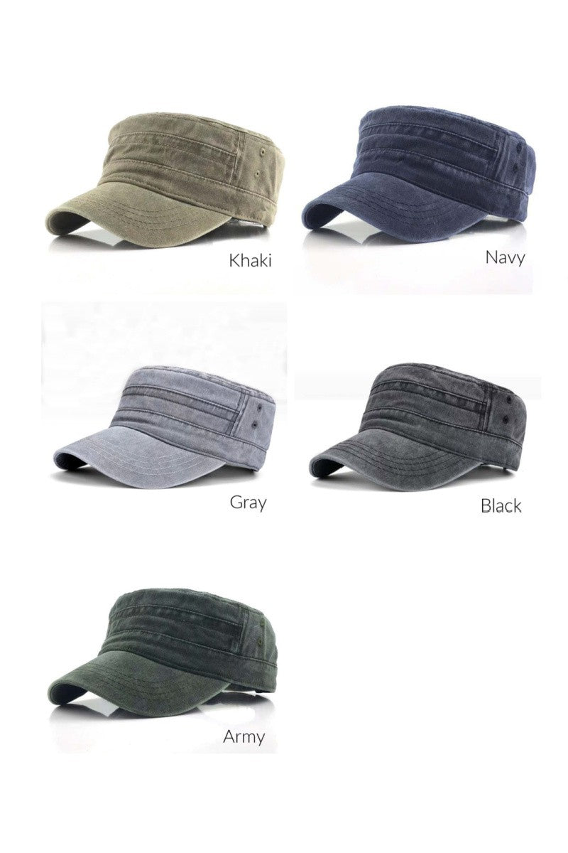 Black Distressed Cadet Hat Cap