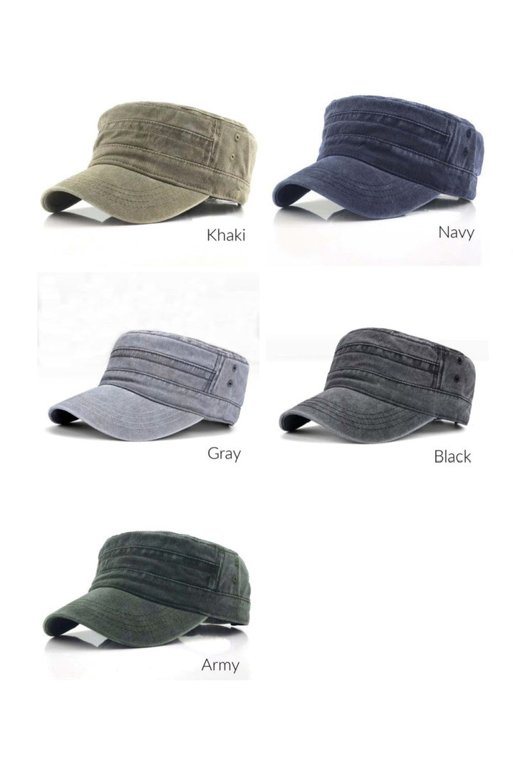 Black Distressed Cadet Hat Cap