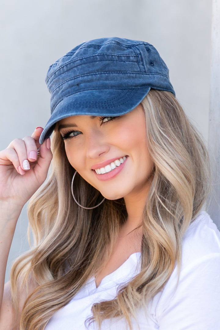 Khaki Distressed Cadet Hat Cap