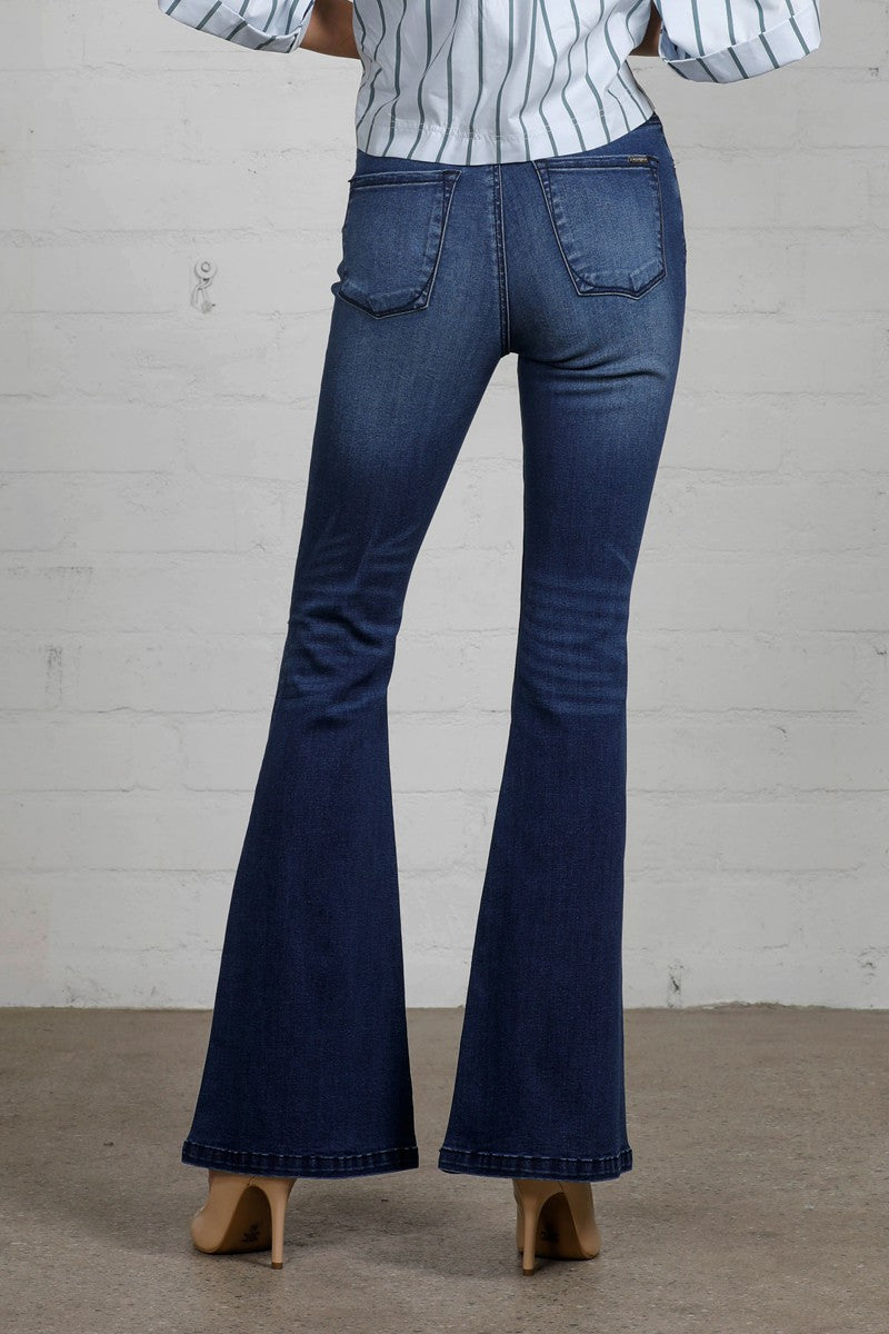 Dark High Rise Wider Flare Jeans