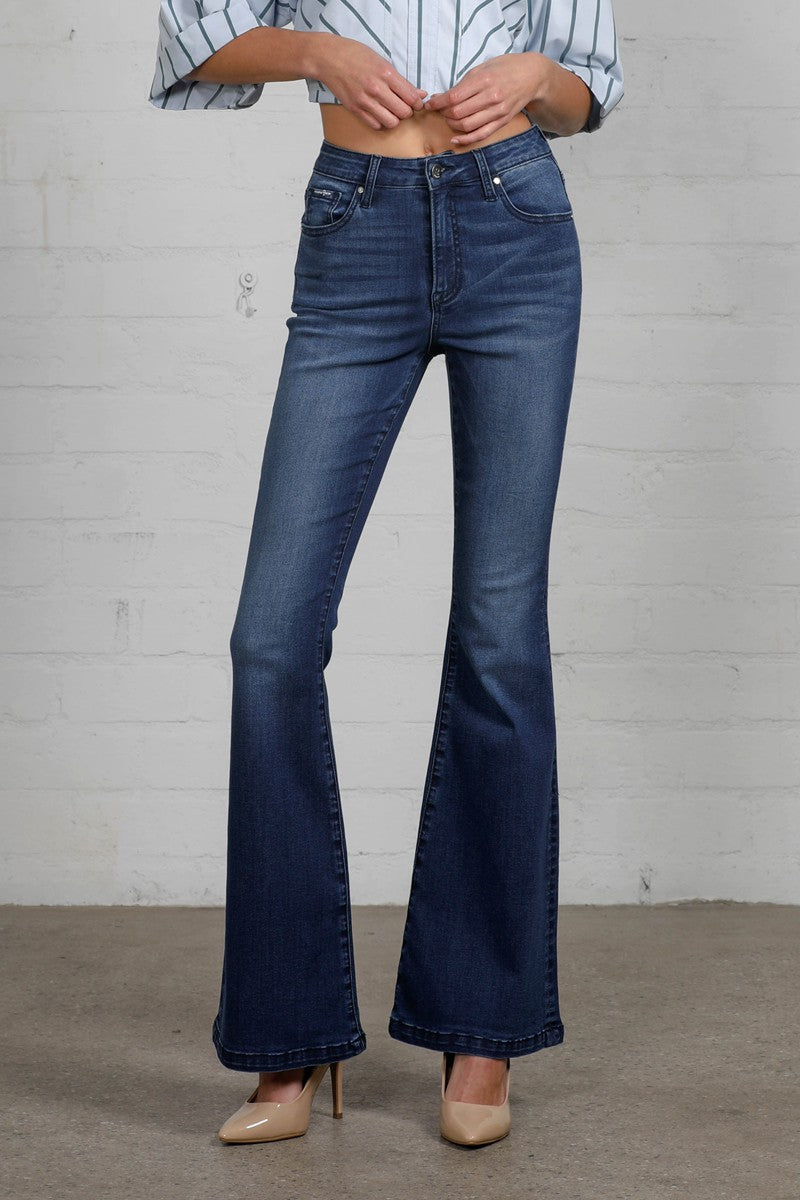 Dark High Rise Wider Flare Jeans