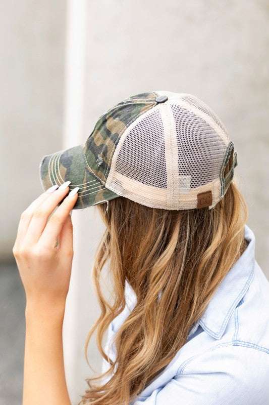 C C Camo Distressed Caps Hat