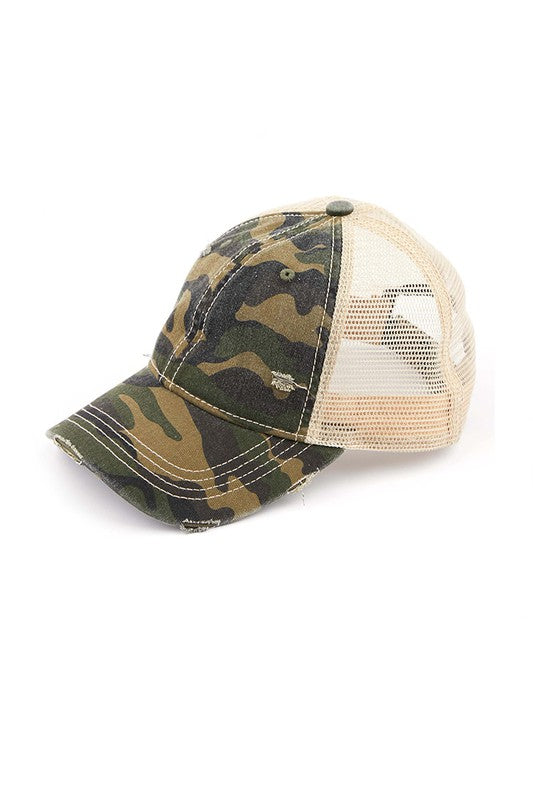 C C Camo Distressed Caps Hat