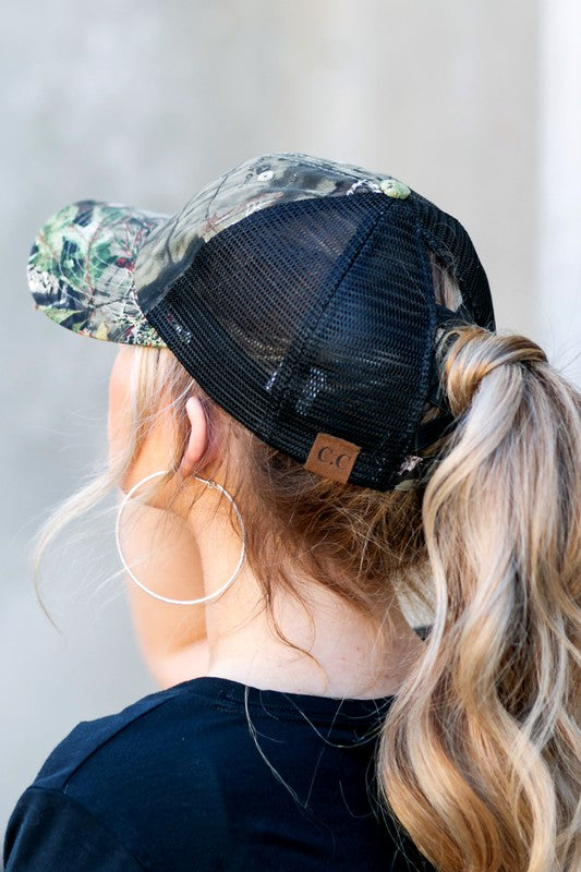 Mini Break-Up Country C C Mossyoak Criss Cross Pony Cap Hat