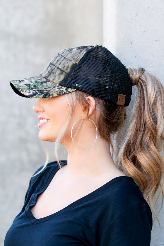 C C Mossyoak Criss Cross Pony Cap Hat