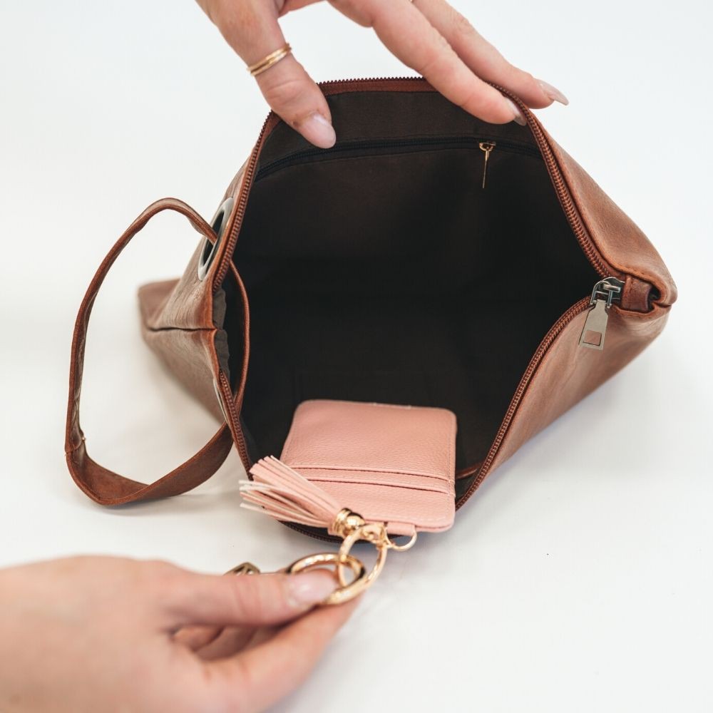 Charcoal Alexa Oversized Clutch With Wristlet