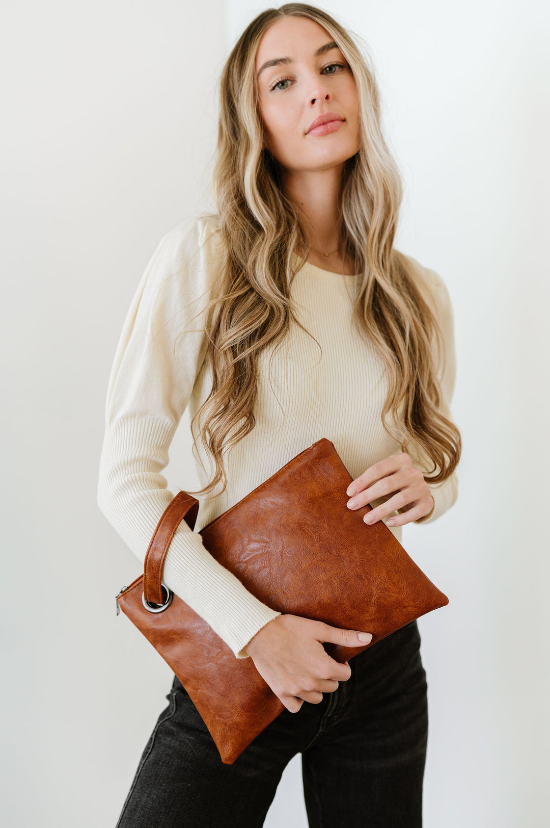 Blush Alexa Oversized Clutch With Wristlet