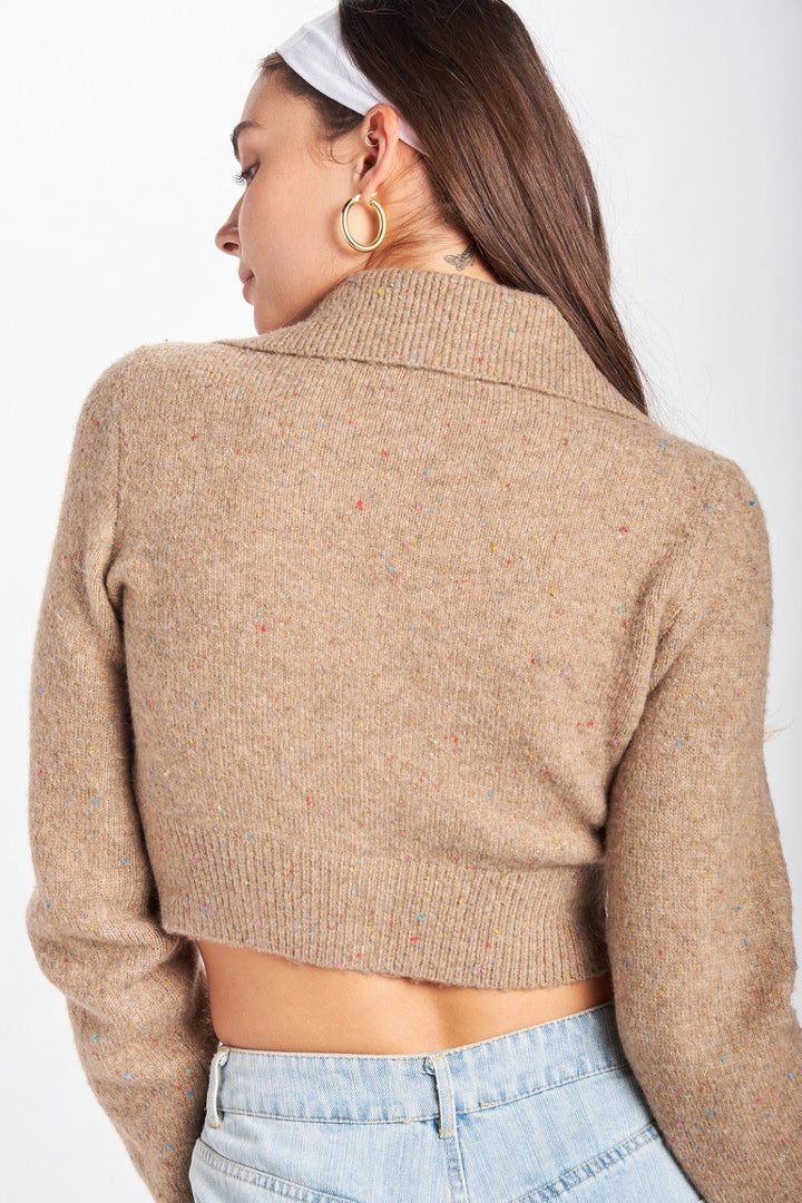 POWDER BLUE Wide Collar Cropped Cardigan