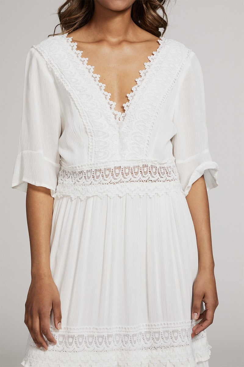 V Neck Maxi Dress With Lace Detailing