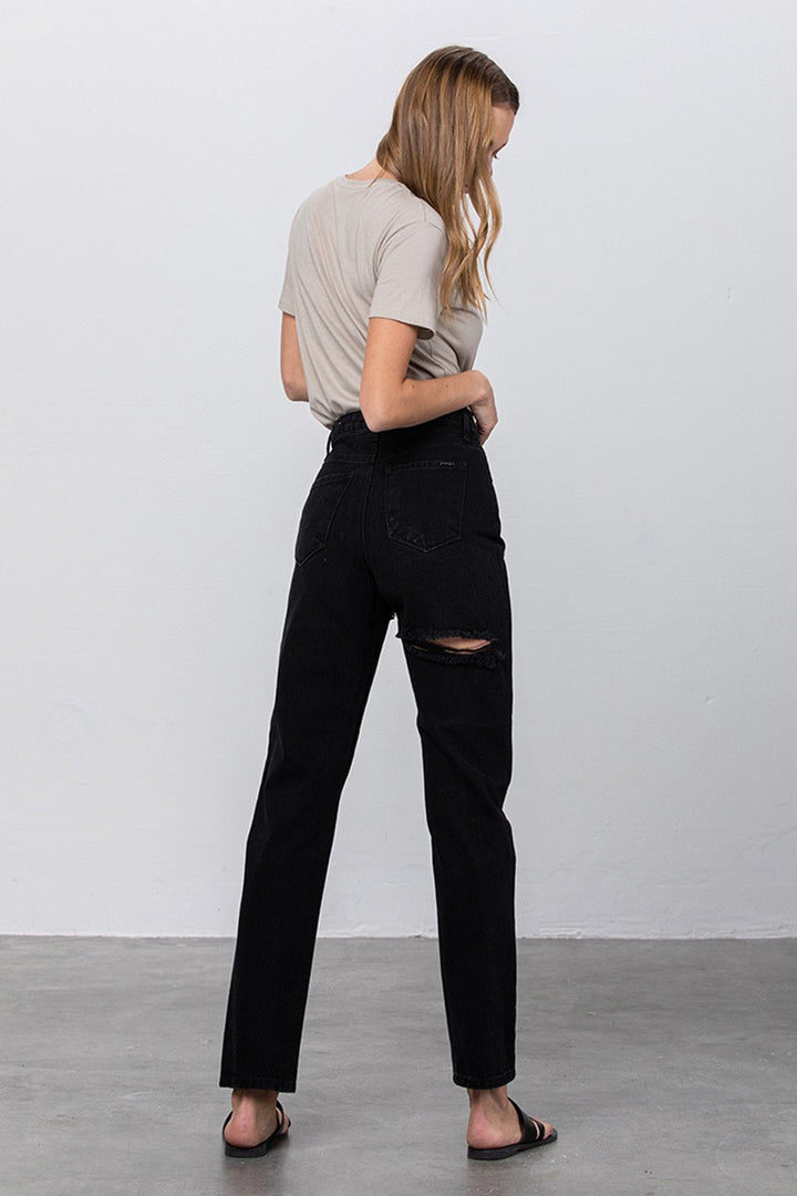 Black Jadon Ripped Mom Jeans