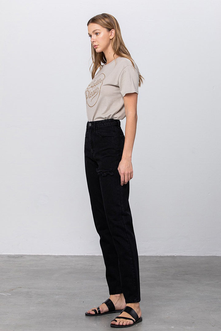 Black Jadon Ripped Mom Jeans