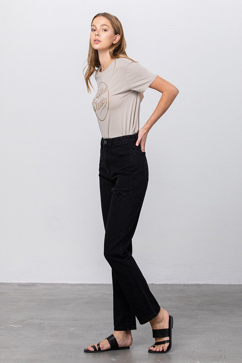 Black Jadon Ripped Mom Jeans