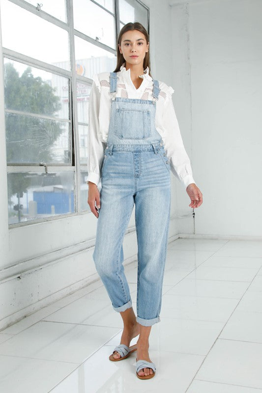 Light Pocket Detail Denim Overall Jumpsuit 1