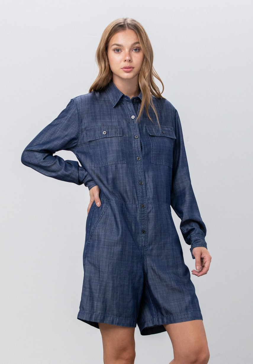 Dark Tencel Short Jumpsuit