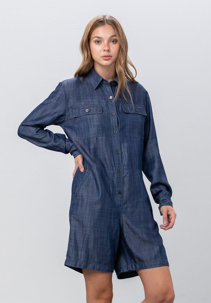 Dark Tencel Short Jumpsuit