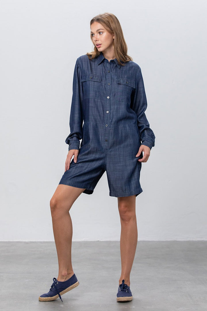 Dark Tencel Short Jumpsuit