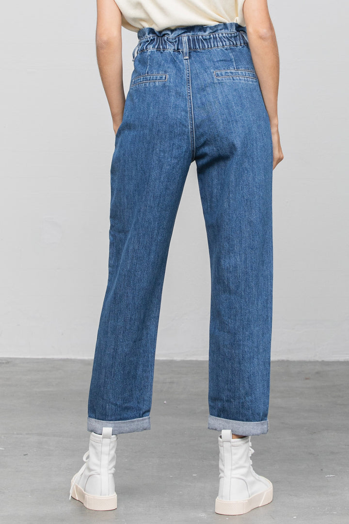 Medium High Rise Paper Bag Waist Slouch Jeans