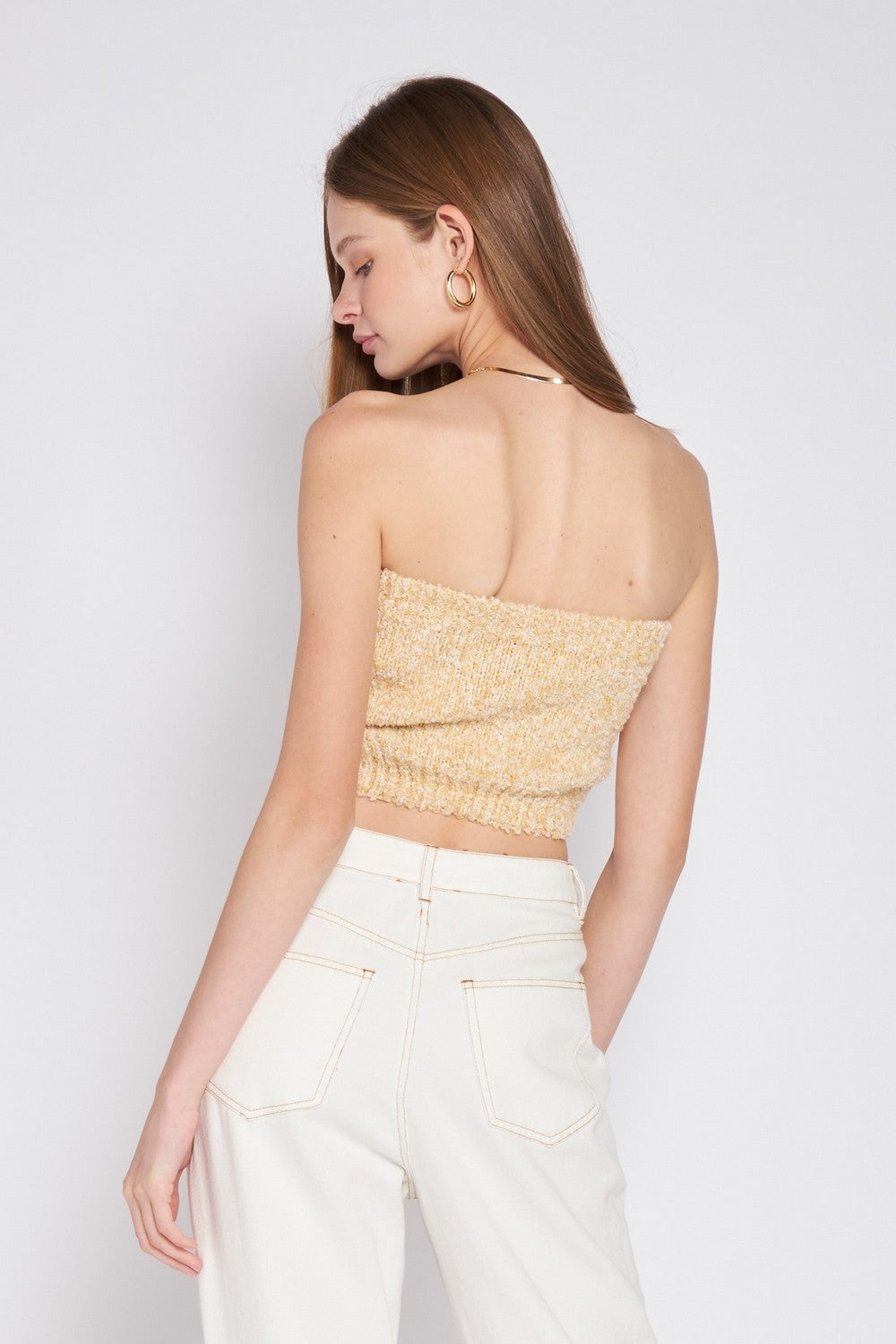 Elastic Waistband Fringed Tube Top
