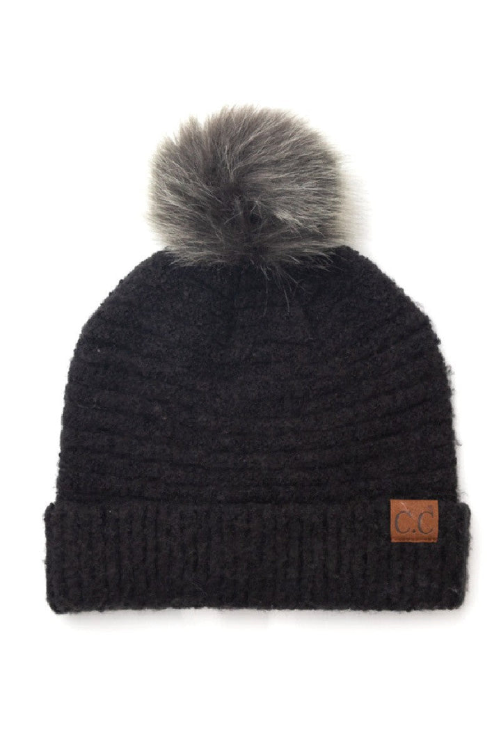Rose Cc Ultra Soft Fur Pom Beanie | Anekay