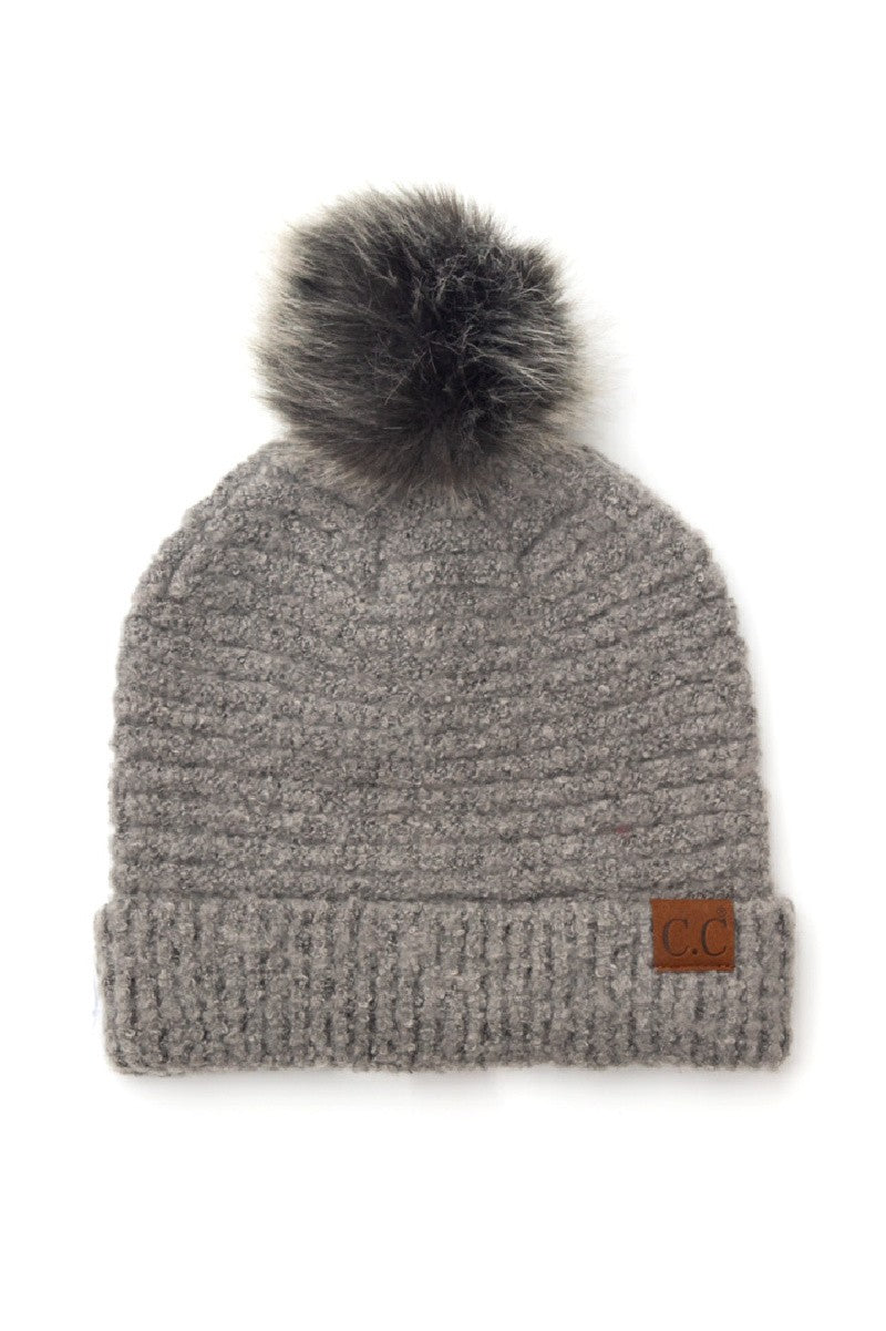 Burgundy Cc Ultra Soft Fur Pom Beanie | Anekay