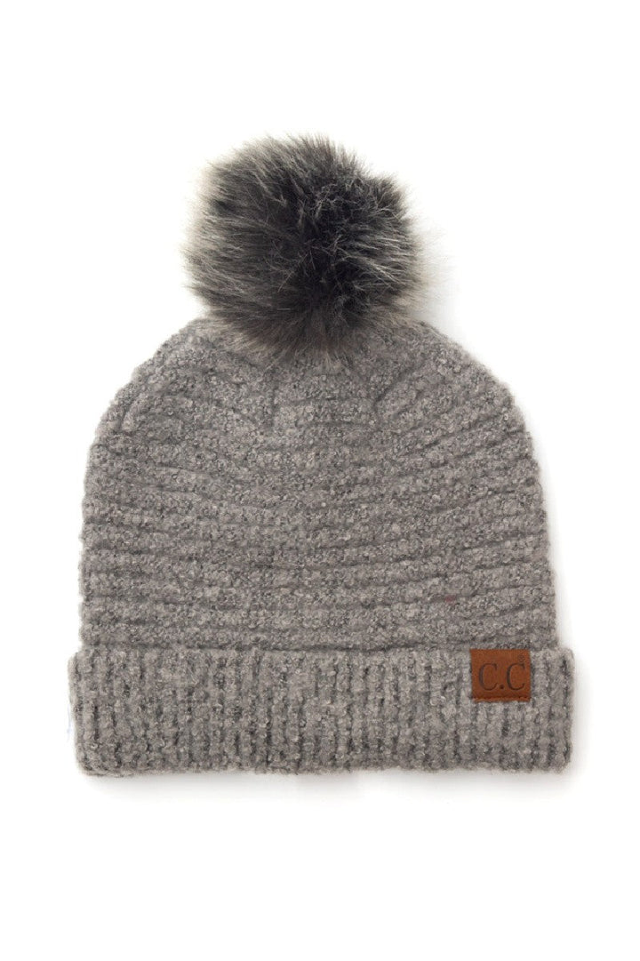 Burgundy Cc Ultra Soft Fur Pom Beanie | Anekay