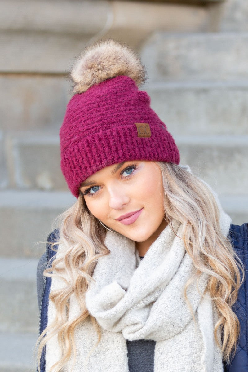 Cc Ultra Soft Fur Pom Beanie | Anekay