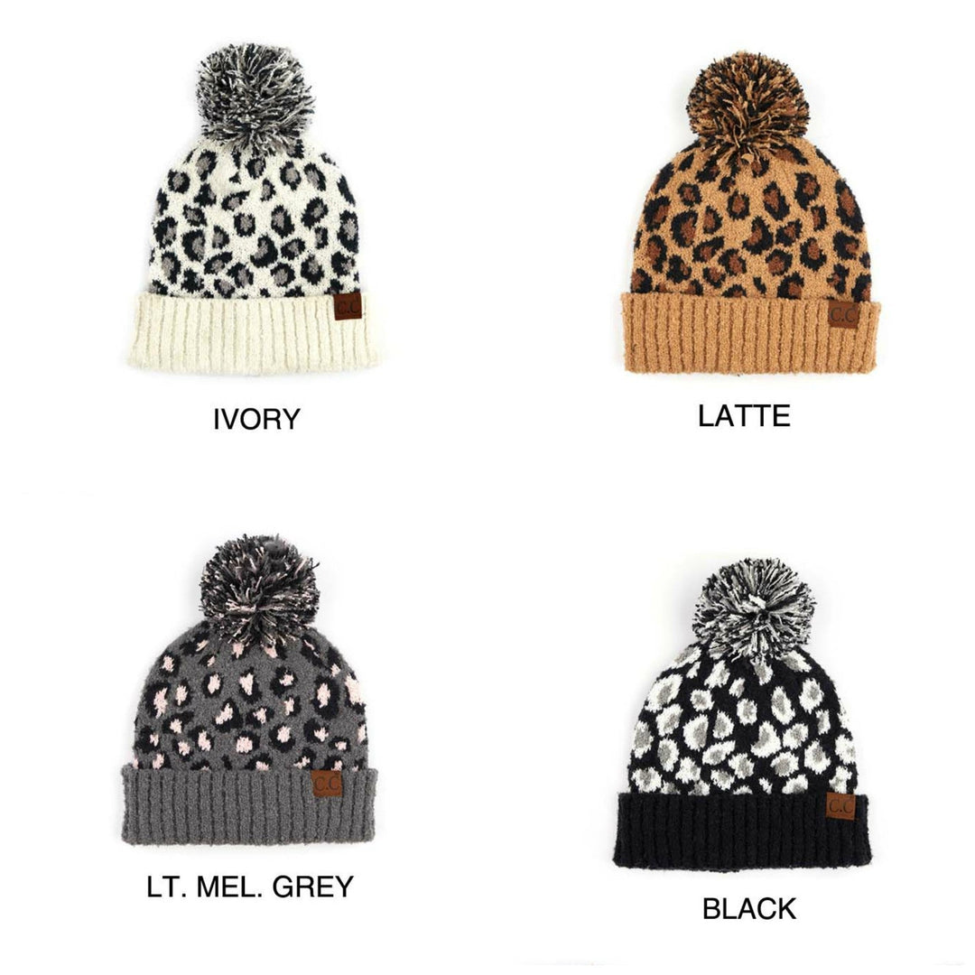 Latte Cc Leopard Pom Beanie | Anekay