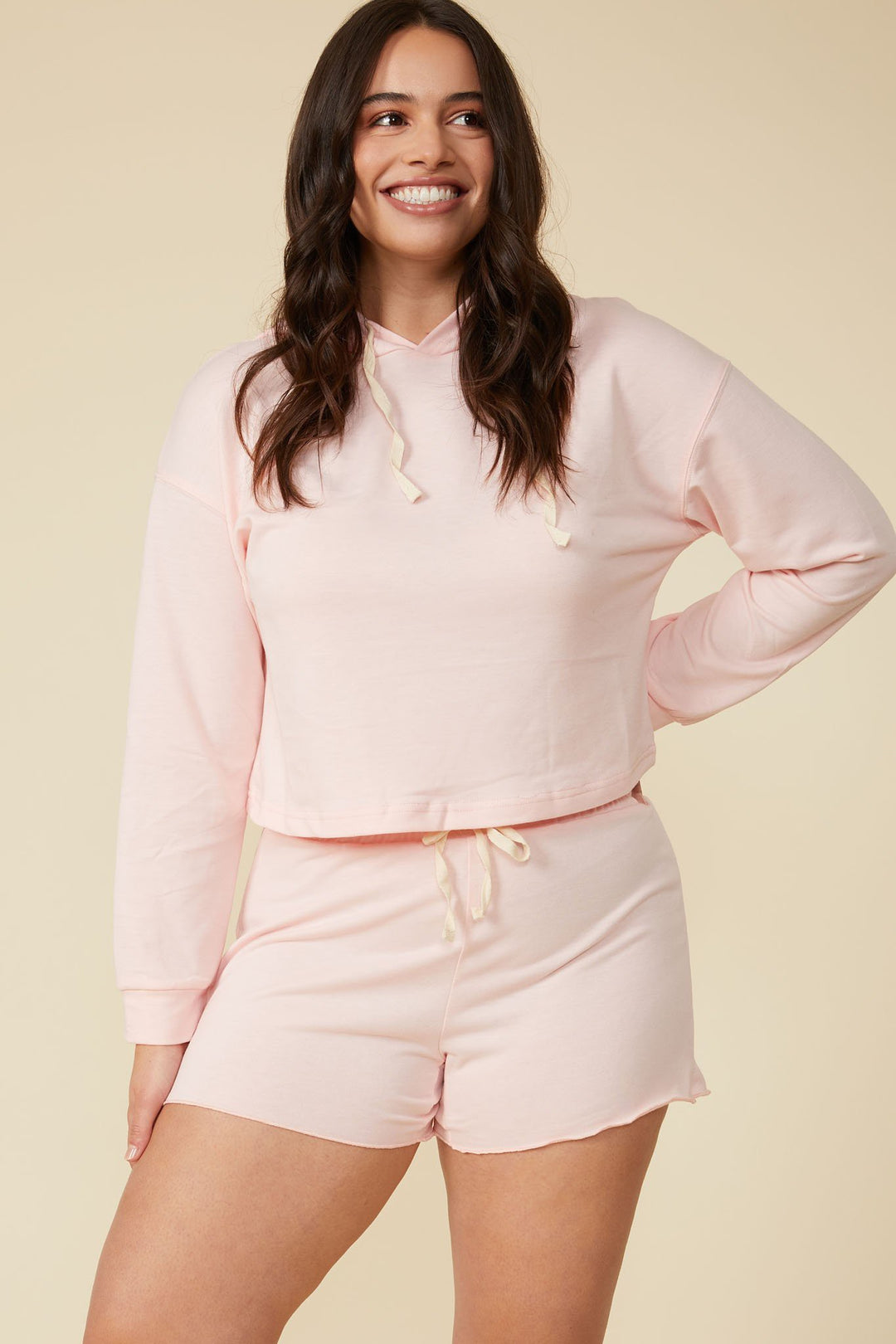 Aqua French Terry Cropped Hoodie