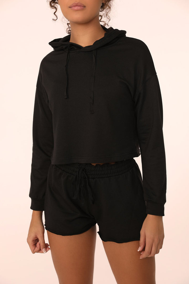 Aqua French Terry Cropped Hoodie