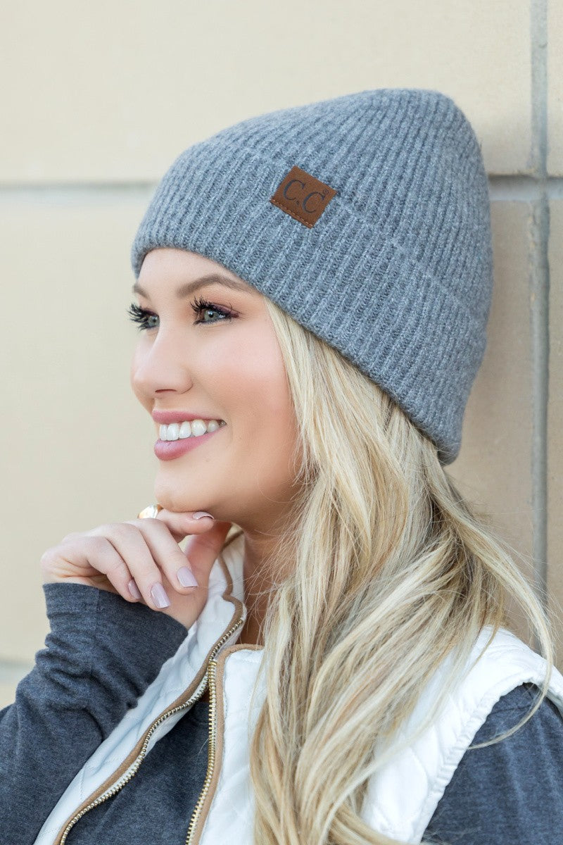 Black Cc Fine Yarn Cuff Beanie | Anekay
