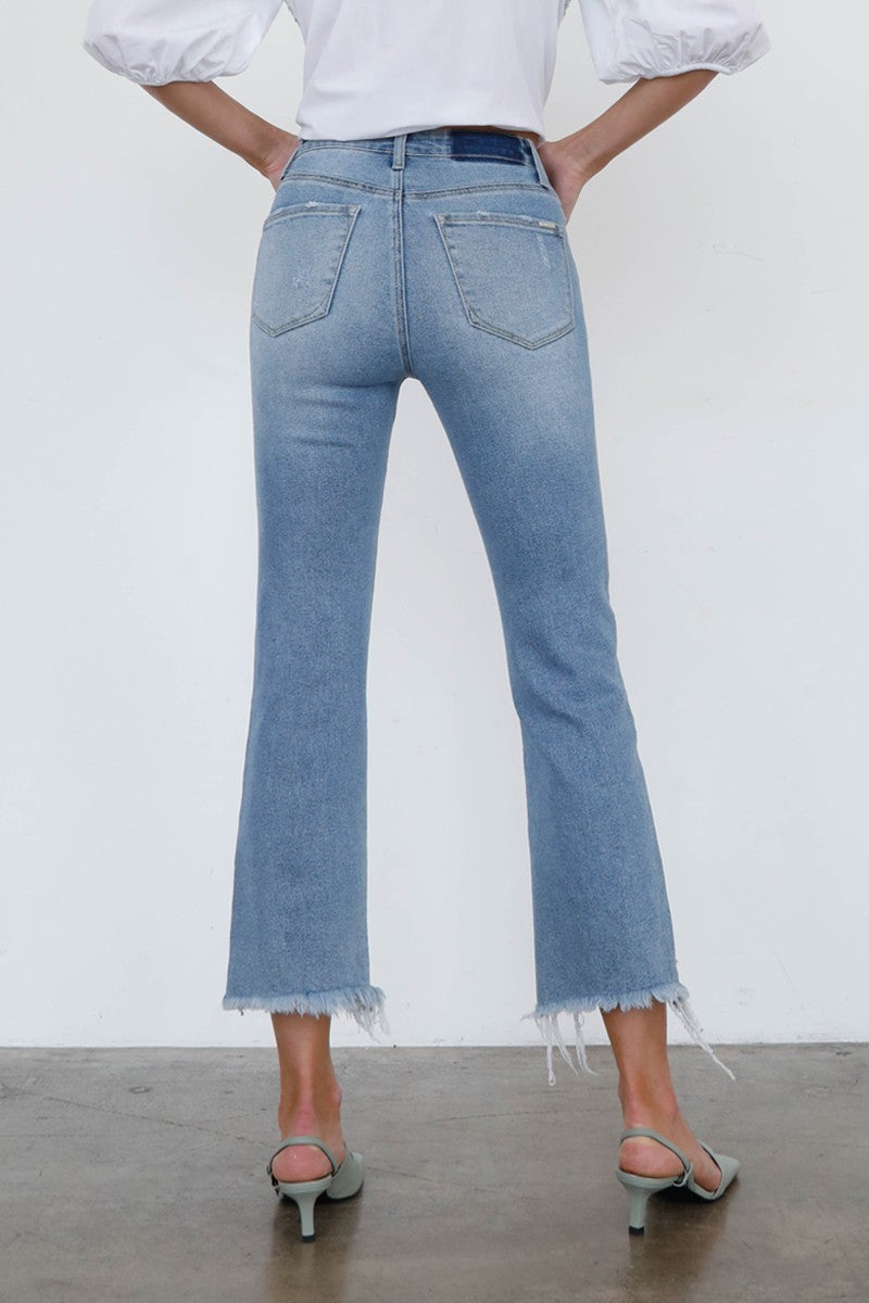 Light High Rise Crop Boot Cut Jeans