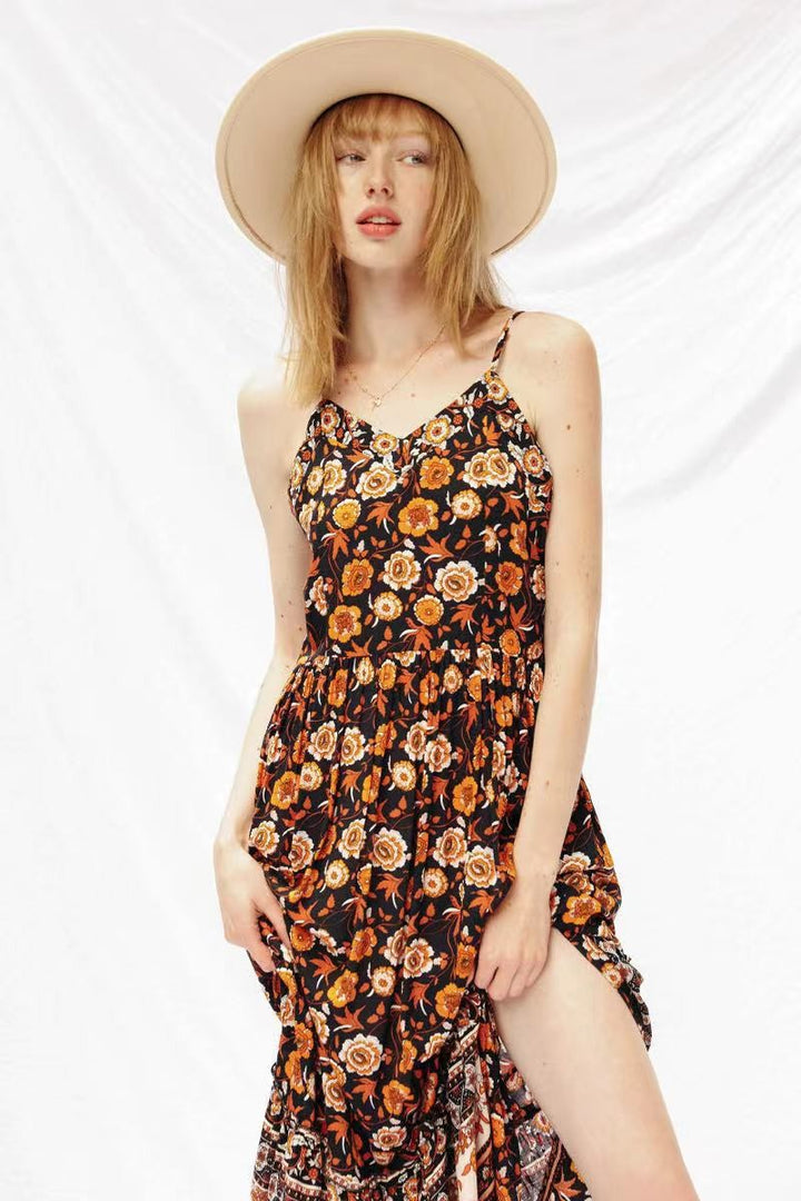 Orange Multi Floral Maxi Dress