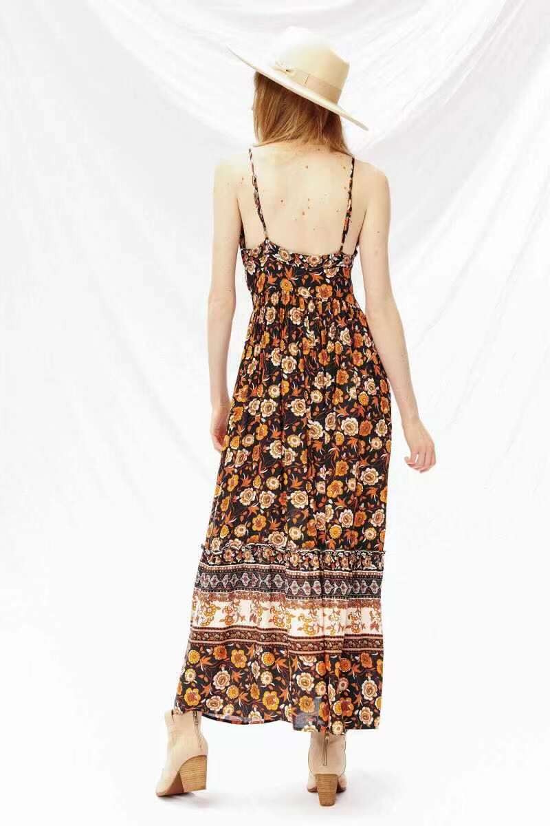 Orange Multi Floral Maxi Dress