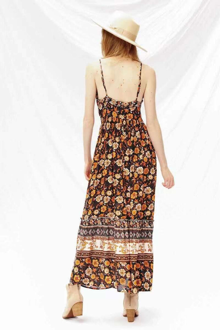 Orange Multi Floral Maxi Dress
