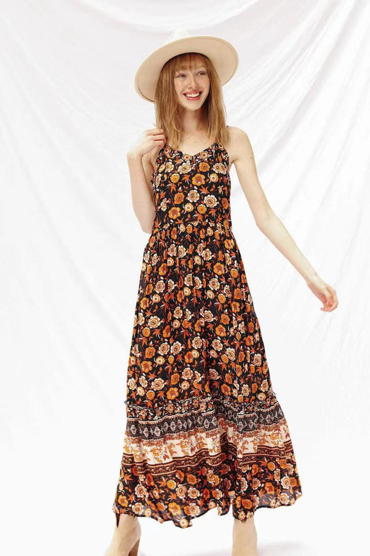 Orange Multi Floral Maxi Dress