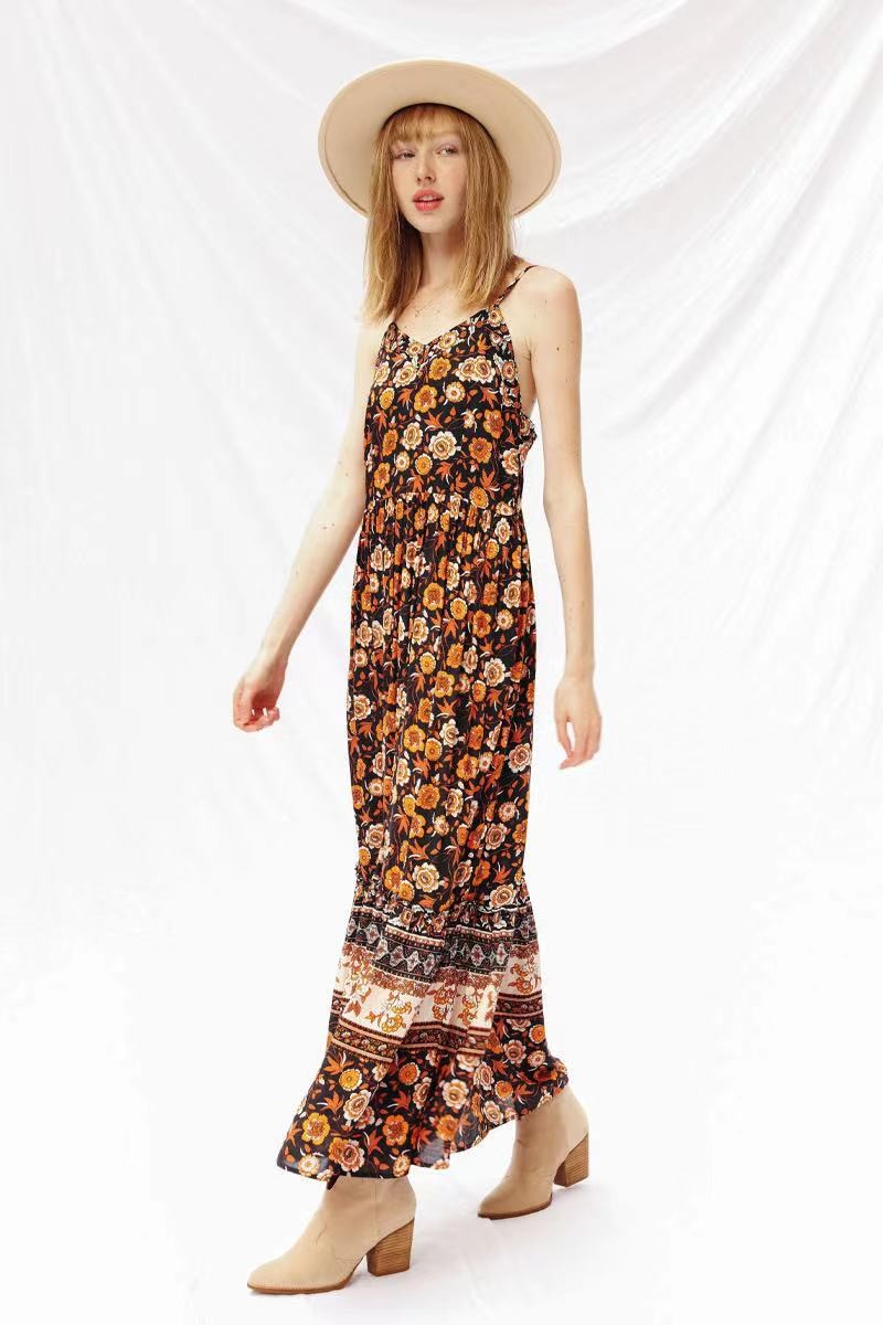Orange Multi Floral Maxi Dress