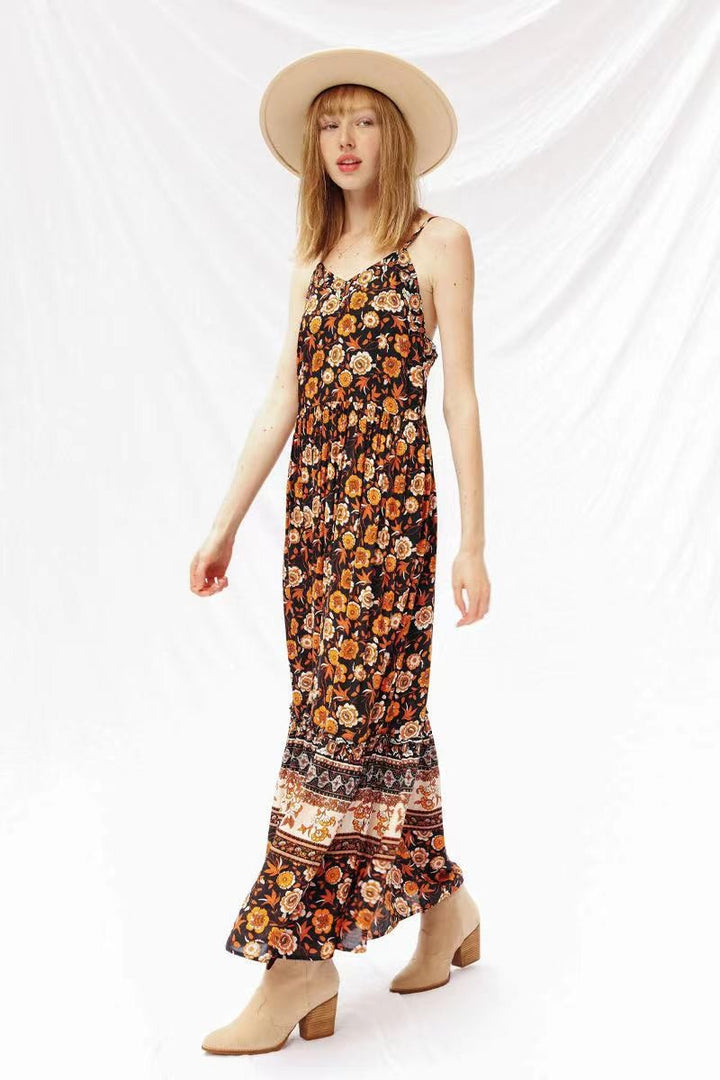 Orange Multi Floral Maxi Dress