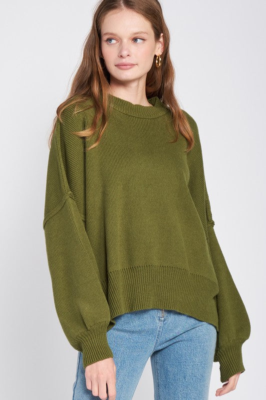 Over Fitted Long Sleeve Sweater Top