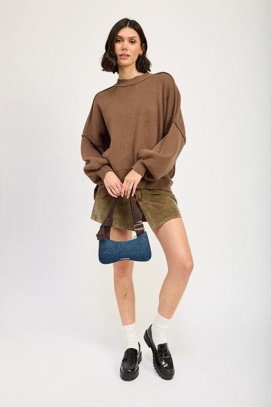 Black Over Fitted Long Sleeve Sweater Top