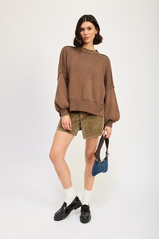 Black Over Fitted Long Sleeve Sweater Top