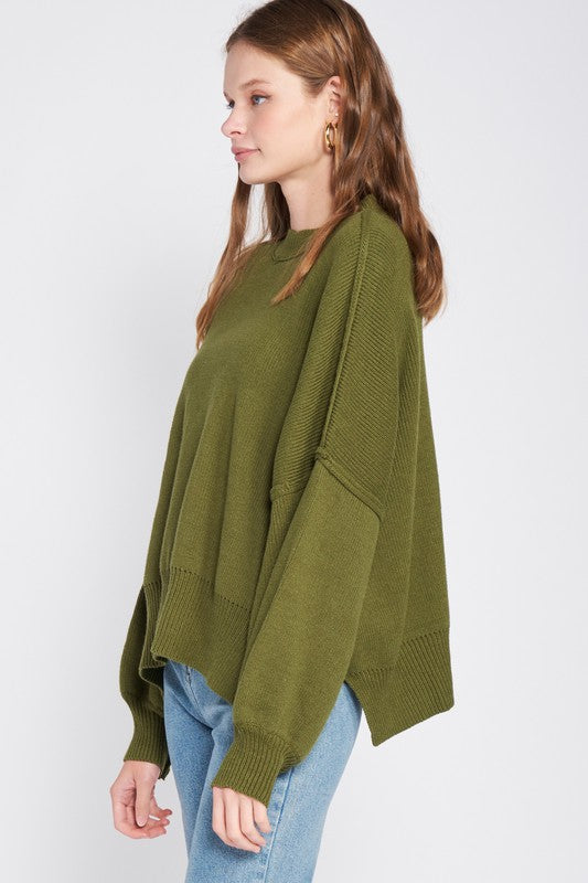 Over Fitted Long Sleeve Sweater Top