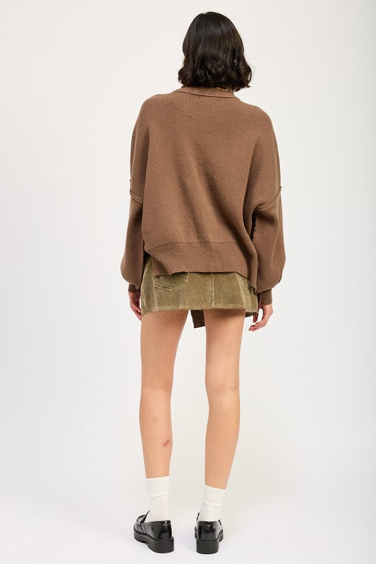 Over Fitted Long Sleeve Sweater Top